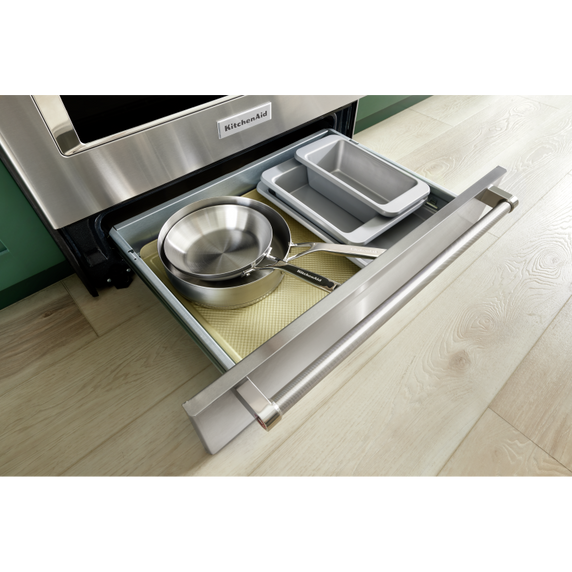 Cuisinière à induction et à convection coulissante de 30 pouces avec commandes frontales, 4 brûleurs et friture à air KitchenAid® KSIS730PSS