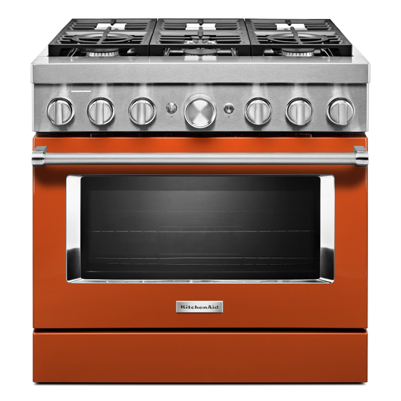 Cuisinière commerciale intelligente bicombustible KitchenAid®, 6 brûleurs, 36 po KFDC506JSC