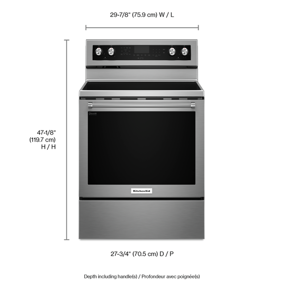 Cuisinière au electrique à convection avec 5 éléments - 30 po KitchenAid® YKFEG500ESS