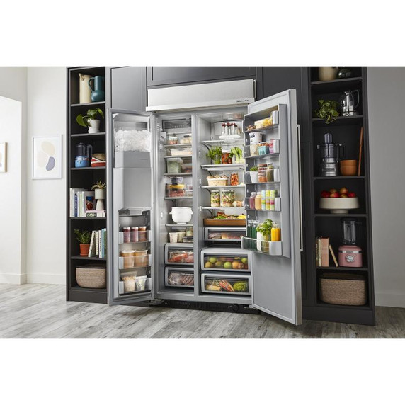 Kitchenaid® Réfrigérateur encastré côte à côte avec distributeur d'eau et de glaçons - 48 po - 29.4 pi cu KBSD708MSS