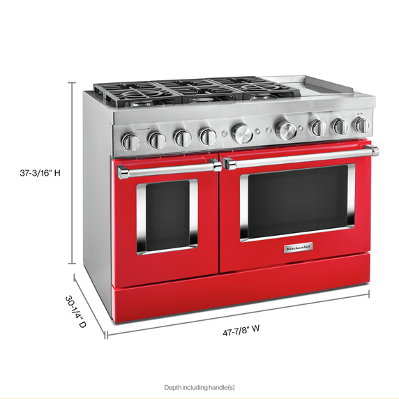 Cuisinière commerciale intelligente bicombustible KitchenAid® avec plaque chauffante, 48 po KFDC558JPA