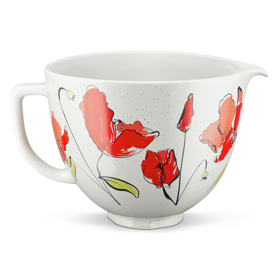 Bol en céramique de 5 pintes avec motifs de coquelicots KitchenAid® KSM2CB5PPY