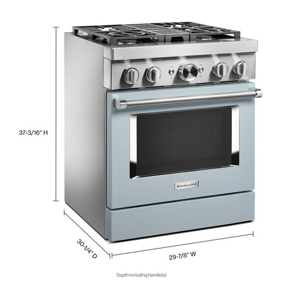 Kitchenaid® Cuisinière commerciale intelligente bicombustible avec 4 brûleurs - 30 po KFDC500JMB