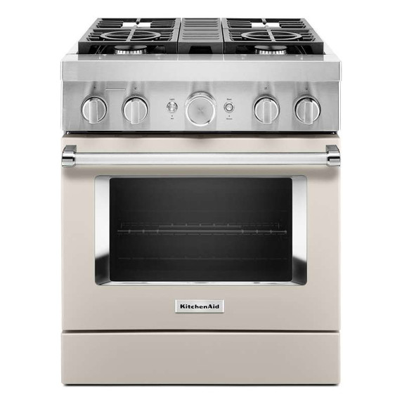 Kitchenaid® Cuisinière commerciale intelligente bicombustible avec 4 brûleurs - 30 po KFDC500JMH