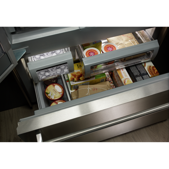 Réfrigérateur encastré à portes françaises en acier inoxydable avec design intérieur platine - 24.2 pi cu - 42 po KitchenAid® KBFN502ESS
