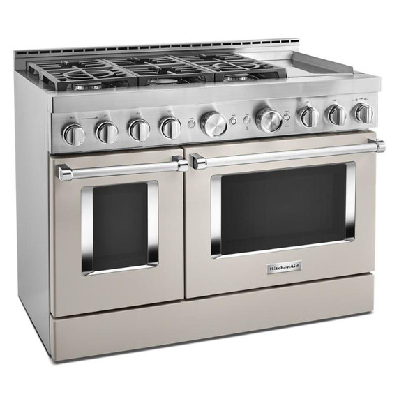 Cuisinière commerciale intelligente au gaz KitchenAid® avec plaque chauffante, 48 po KFGC558JMH