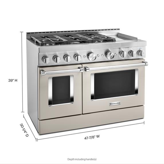 Cuisinière commerciale intelligente au gaz KitchenAid® avec plaque chauffante, 48 po KFGC558JMH