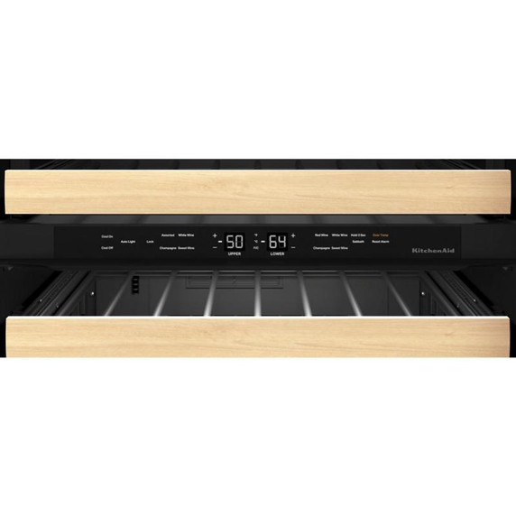 Kitchenaid® Cellier sous le comptoir avec porte en verre et porte-bouteilles à devant en bois - 24 po KUWL214KSB