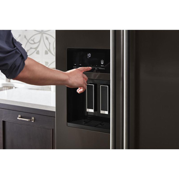 Kitchenaid® Réfrigérateur côte à côte à profondeur de comptoir avec distributeur extérieur d’eau et de glaçons - 19.9 pi cu - 36 po KRSC700HBS