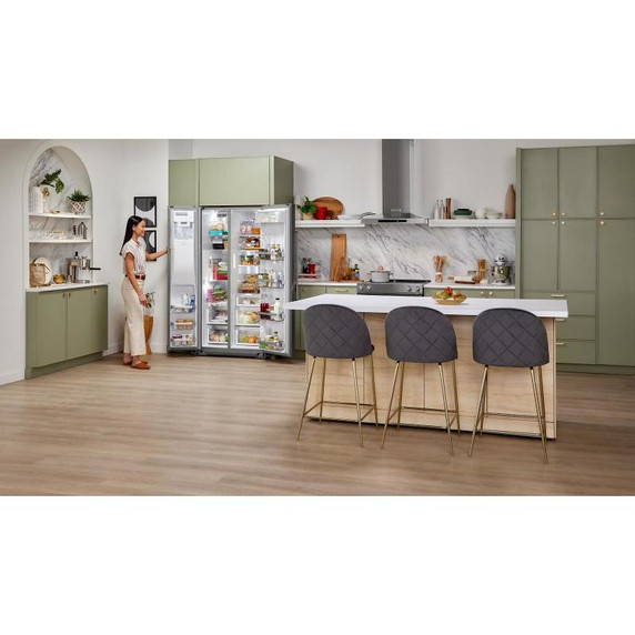 Kitchenaid® Réfrigérateur côte à côte à profondeur de comptoir avec distributeur extérieur d’eau et de glaçons - 19.9 pi cu - 36 po KRSC700HBS