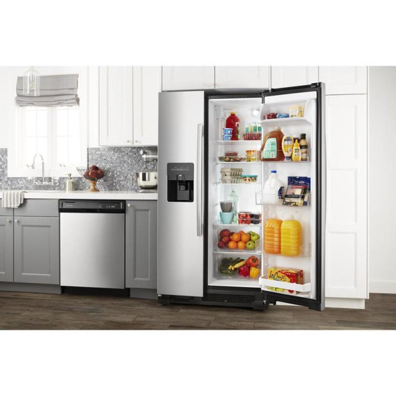 Amana® Réfrigérateur côte à côte avec distributeur externe d’eau et de glaçons à deux palettes, 33 po ASI2175GRS