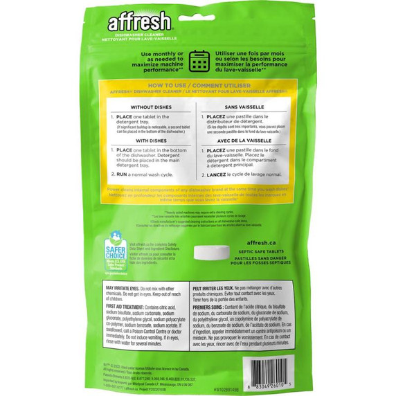 Affresh® Nettoyant pour lave-vaisselle affresh® - 3 pastilles W10288149B Affresh® Nettoyant pour lave-vaisselle affresh® - 3 pastilles W10288149B