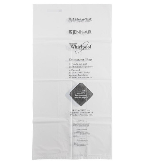 Sacs en plastique blanc de 15 po pour compacteur – 15 sacs W10165295RP