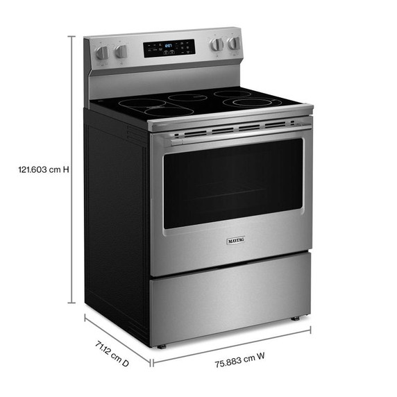 Maytag® Cuisinière électrique à convection avec friture et cuisson à air sans préchauffage - 30 po - 5,3 pi cu YMFES6030RZ Maytag® Cuisinière électrique à convection avec friture et cuisson à air sans préchauffage - 30 po - 5,3 pi cu YMFES6030RZ