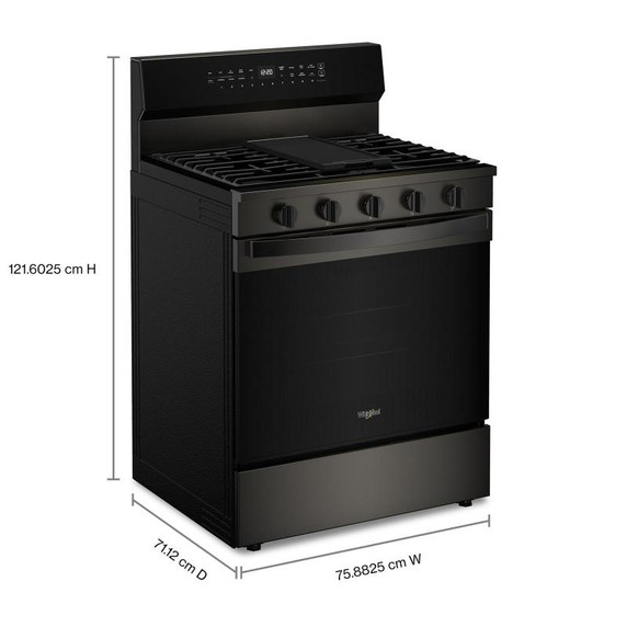 Whirlpool® Cuisinière au gaz intelligente de 30 pouces avec technologie de cuisson à air, auto-nettoyage/netoyage à la vapeur, préchauffage rapide avec capacité de 5.3 pi cu WFGS7530RV
