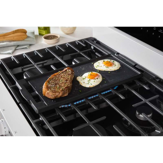 Whirlpool® Cuisinière au gaz intelligente de 30 pouces avec technologie de cuisson à air, auto-nettoyage/netoyage à la vapeur, préchauffage rapide avec capacité de 5.3 pi cu WFGS7530RW