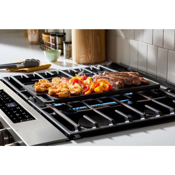 Whirlpool® Cuisinière au gaz intelligente à commandes frontales de 30 pouces avec technologie de cuisson à air, vapeur/auto-nettoyage, préchauffage à grande vitesse et capacité de 5.3 pi cu WSGS7530RZ