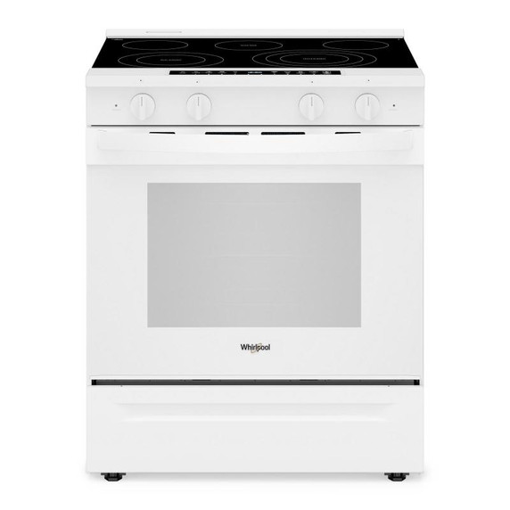 Whirlpool® Cuisinière électrique inteligente à commandes frontales de 30 pouces avec technologie de cuisson à air, revêtement WipeClean™, vapeur/auto-nettoyage, préchauffage à grande vitesse et capacité de 5.3 pi cu YWSES7530RW