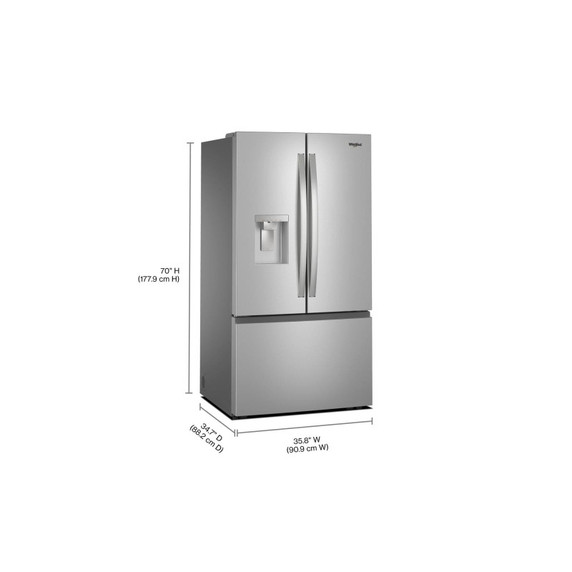Whirlpool® Réfrigérateur à portes françaises avec distributeur d'eau et machine à glaçons dans la porte - 36 po - 30 pi cu WRFF3536SZ