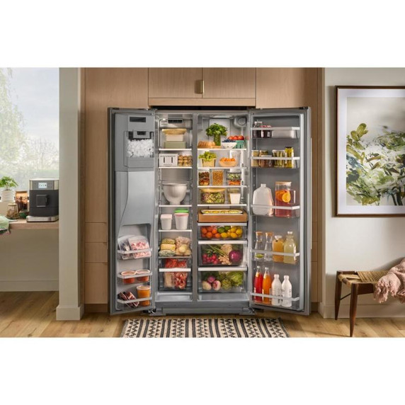 Kitchenaid® Réfrigérateur côte à côte avec distributeur d’eau et de glaçons extérieur et fini PrintShield™ - 28.7 pi cu KRSF536RPS