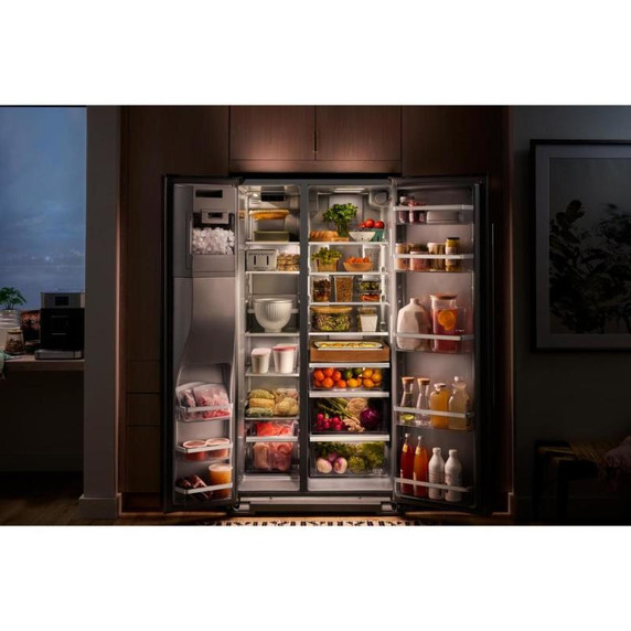 Kitchenaid® Réfrigérateur côte à côte avec distributeur d’eau et de glaçons extérieur et fini PrintShield™ - 28.7 pi cu KRSF536RPS