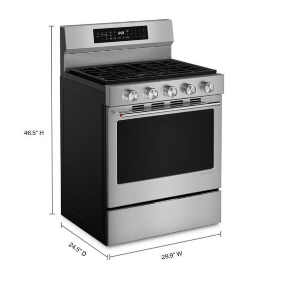 Kitchenaid® Cuisinière au gaz non encastrée intelligente avec modes de cuisson à convection - 5 pi cu KFGS530SPS