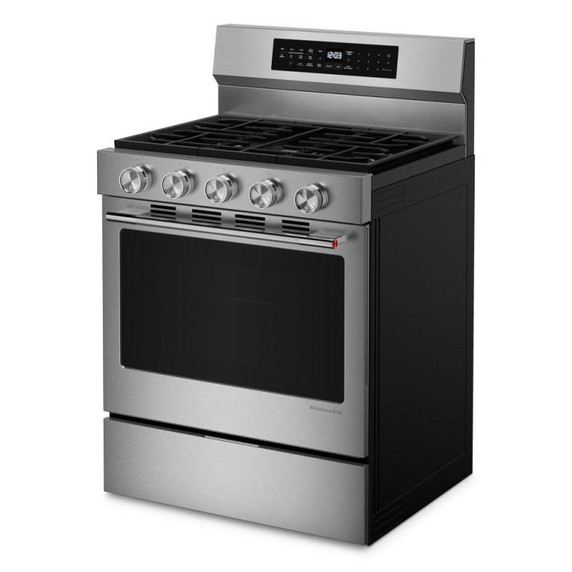Kitchenaid® Cuisinière au gaz non encastrée intelligente avec modes de cuisson à convection - 5 pi cu KFGS530SPS