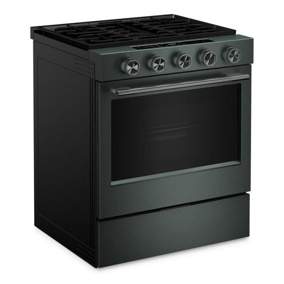Kitchenaid® Cuisinière au gaz coulissante intelligente avec modes de cuisson à convection et brûleur 2 en 1 - 5 pi cu KSGS530SJP