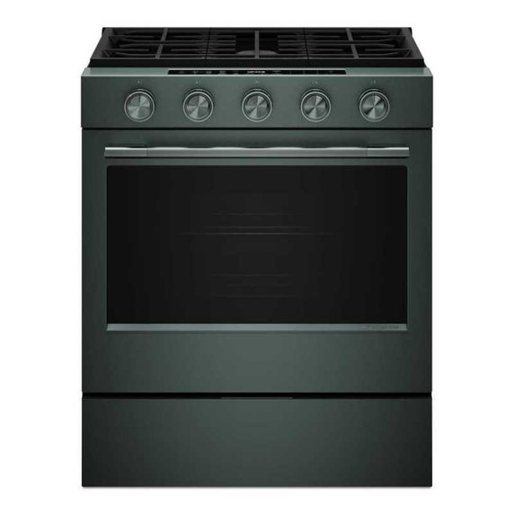 Kitchenaid® Cuisinière au gaz coulissante intelligente avec modes de cuisson à convection et brûleur 2 en 1 - 5 pi cu KSGS530SJP