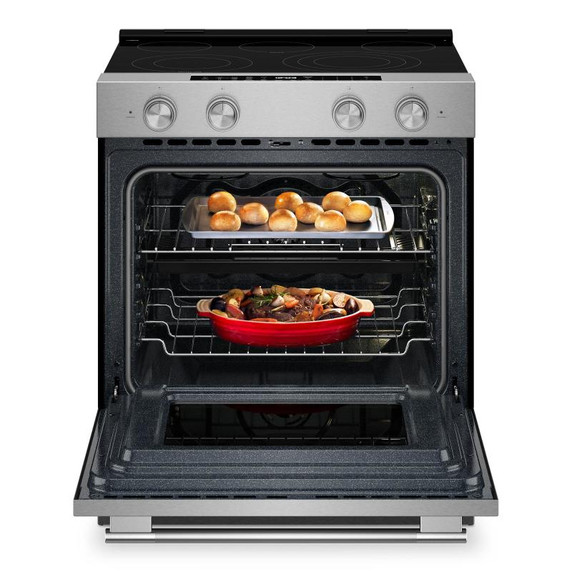 Kitchenaid® Cuisinière électrique coulissante avec deux éléments Even-Heat™ Hyper et modes de cuisson à convection - 5,3 pi cu YKSES530SPS