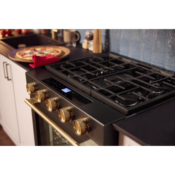 Kitchenaid® Cuisinière au gaz coulissante intelligente avec modes de cuisson à convection et brûleur 2 en 1 - 5 pi cu KSGS530SBE