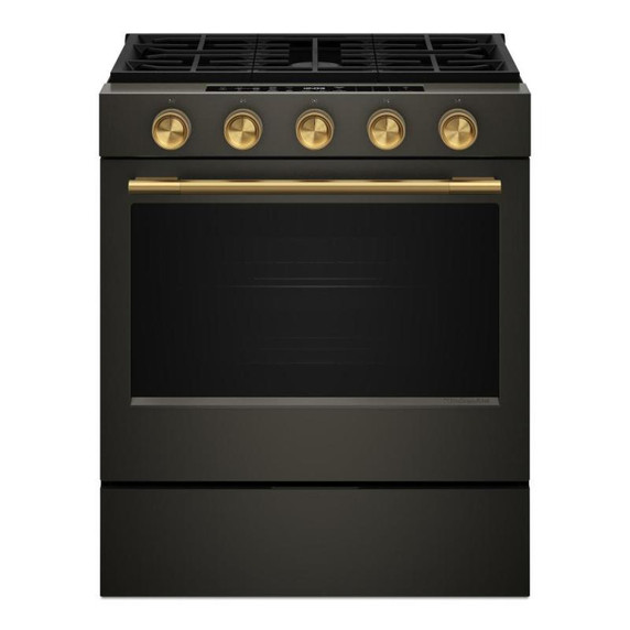 Kitchenaid® Cuisinière au gaz coulissante intelligente avec modes de cuisson à convection et brûleur 2 en 1 - 5 pi cu KSGS530SBE