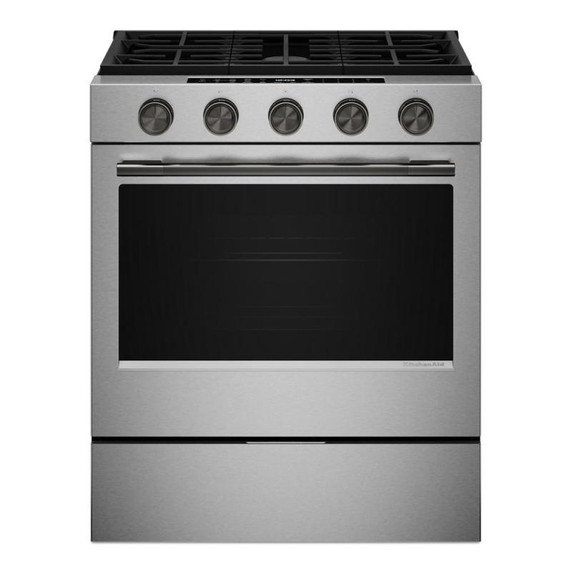 Kitchenaid® Cuisinière au gaz coulissante à convection et 5 brûleurs - 30 po KSGS530SPS