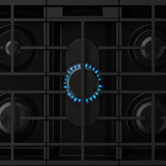Kitchenaid® Cuisinière au gaz coulissante intelligente avec modes de cuisson à convection et brûleur 2 en 1 - 5 pi cu KSGS530SPS