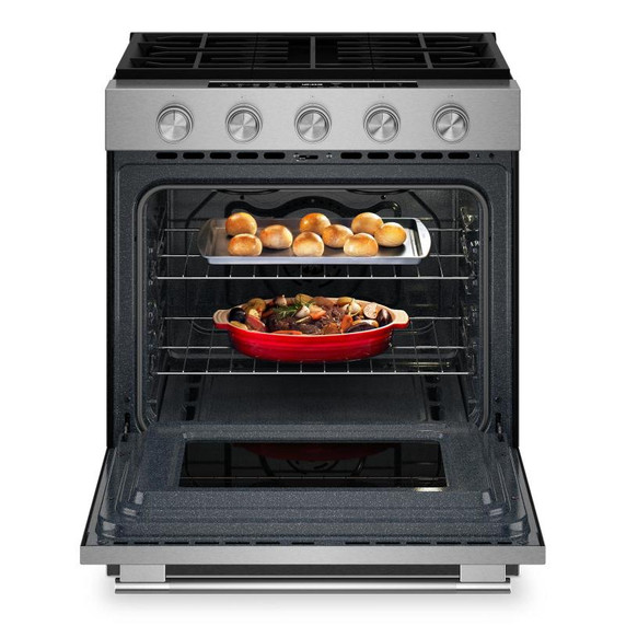 Kitchenaid® Cuisinière au gaz coulissante intelligente avec modes de cuisson à convection - 5 pi cu KSGS330SPS