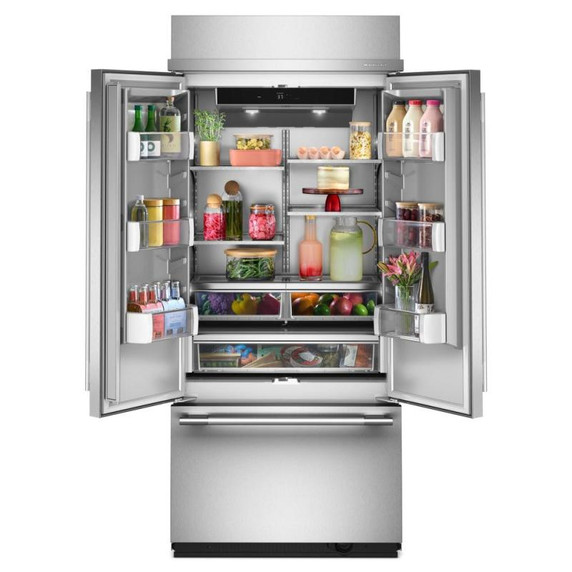 Kitchenaid® Réfrigérateur à portes françaises et congélateur inférieur - 36 po - 20.8 pi cu KBFN536SPS