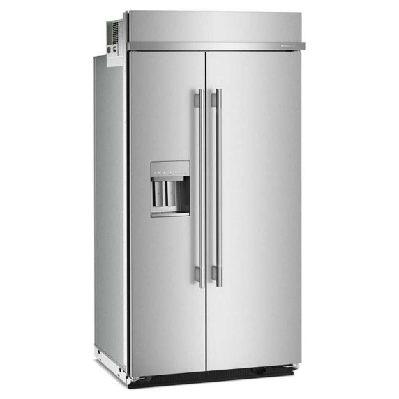 Kitchenaid® Réfrigérateur côte à côte encastré avec distributeur d’eau et de glaçons extérieur et remplissage mesuré - 42 po - 25.1 pi cu KBSD742SPS