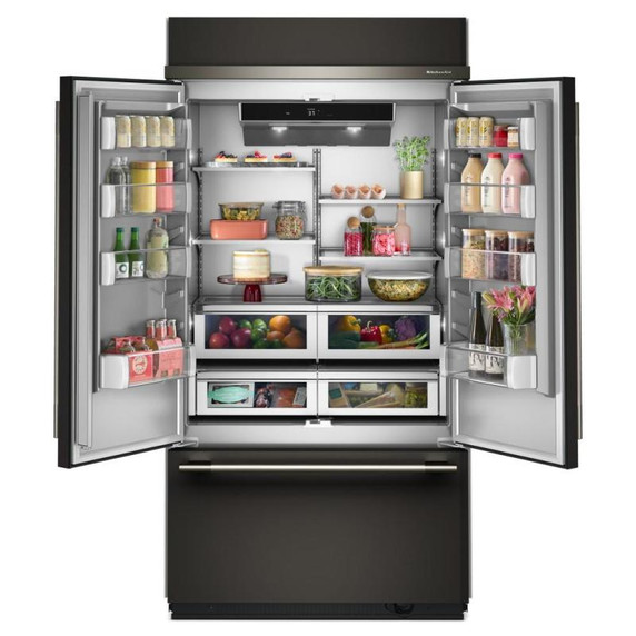 Kitchenaid® Réfrigérateur à portes françaises et congélateur inférieur avec intérieur platine - 42 po - 24.2 pi cu KBFN542SBE