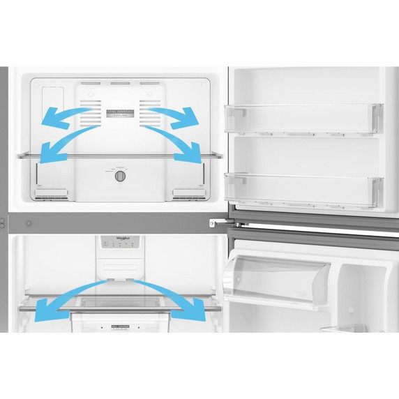 Réfrigérateur à congélateur supérieur Whirlpool® avec refroidissement à couverture totale - 19 pi cu et 29.5 po WRTX5419SW Réfrigérateur à congélateur supérieur Whirlpool® avec refroidissement à couverture totale - 19 pi cu et 29.5 po WRTX5419SW