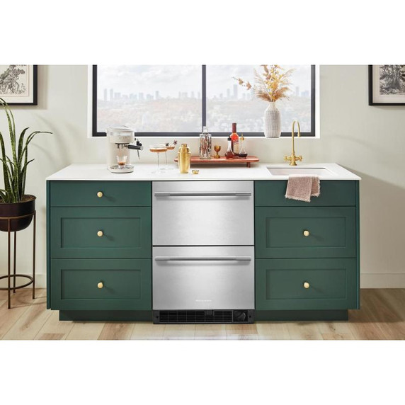 Kitchenaid® Réfrigérateur/congélateur sous le comptoir en acier inoxydable à double tiroir - 24 po KUCT524SSB