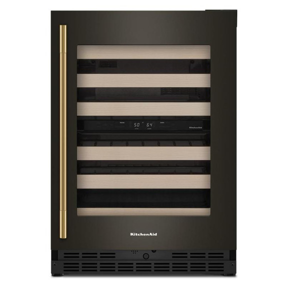Kitchenaid® Cellier sous le comptoir avec porte-bouteilles à devant en bois à pleine extension - 24 po KUWR524SBE