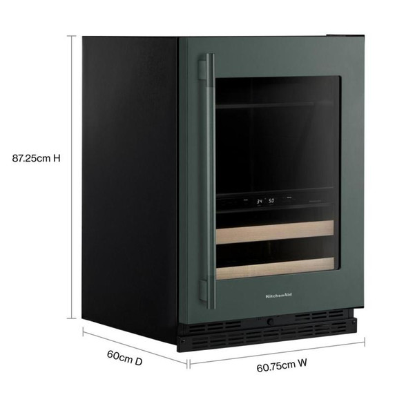 Kitchenaid® Centre de rafraîchissements avec porte en verre et porte-bouteilles à devant en bois - 24 po KUBR524SJP