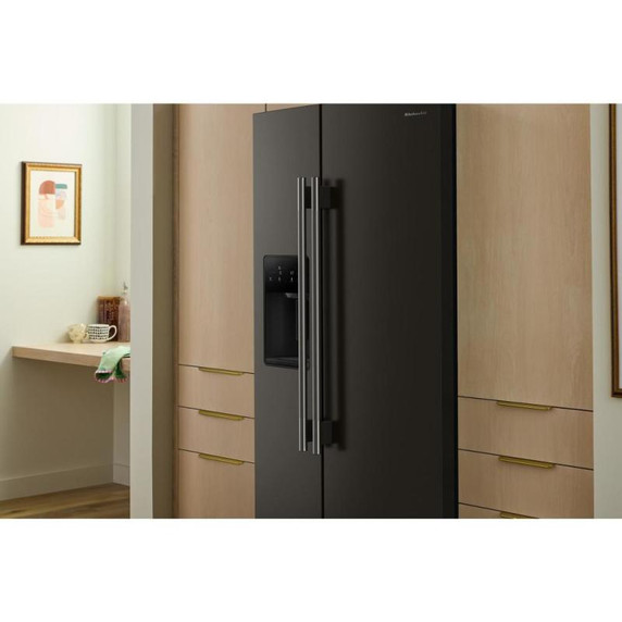 Kitchenaid® Réfrigérateur côte à côte à profondeur de comptoir, avec distributeur d’eau et de glaçons extérieur et fini noir minerai - 20.8 pi cu KRSC536RBE