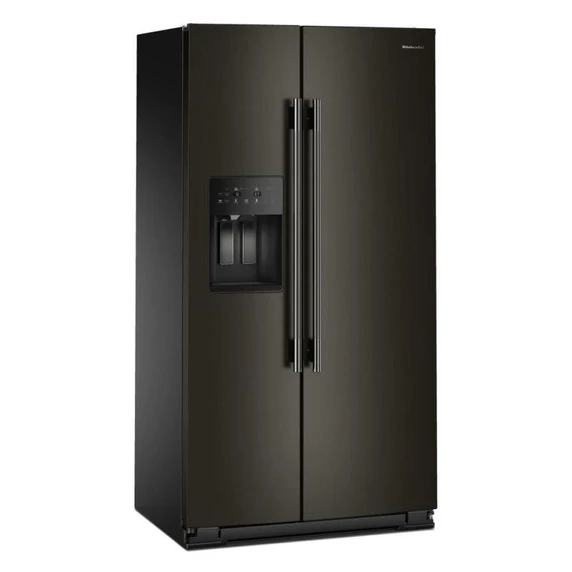 Kitchenaid® Réfrigérateur côte à côte à profondeur de comptoir, avec distributeur d’eau et de glaçons extérieur et fini noir minerai - 20.8 pi cu KRSC536RBE