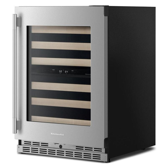 Kitchenaid® Cellier sous le comptoir avec porte-bouteilles à devant en bois à pleine extension - 24 po KUWR524SPS