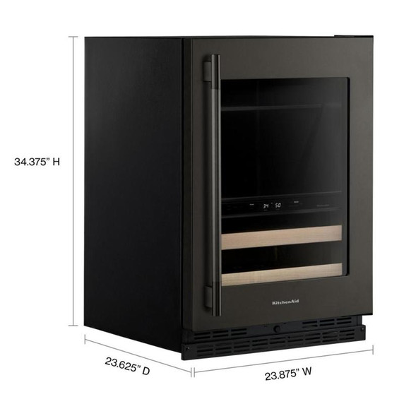 Kitchenaid® Centre de rafraîchissements avec porte en verre et porte-bouteilles à devant en bois - 24 po KUBR524SBE