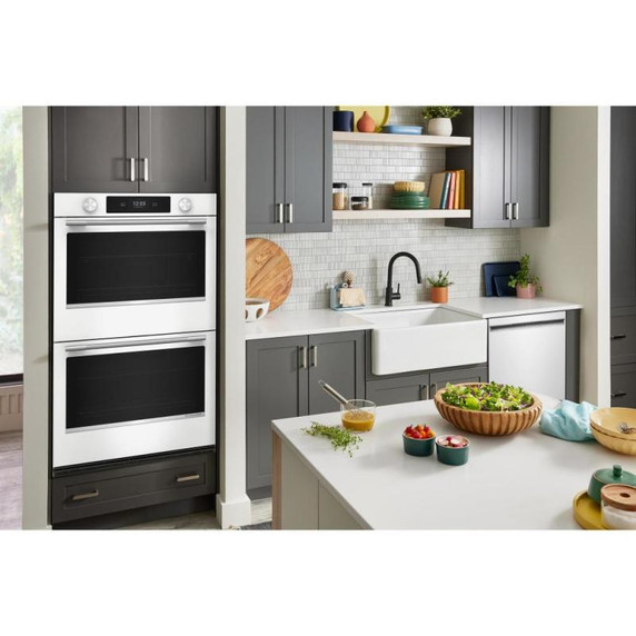Kitchenaid® Four mural double électrique intelligent de 30 pouces avec modes de cuisson assistée - Blanc KOED730SWH