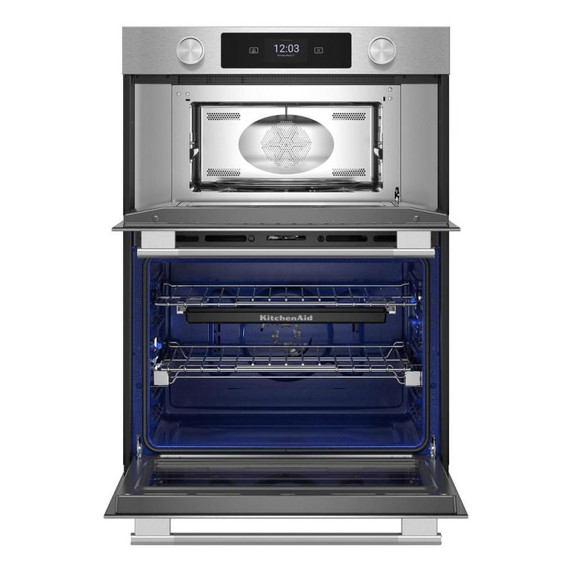 Kitchenaid® Four mural combiné électrique intelligent de 30 pouces avec modes de cuisson assistée - Fini PrintShield™ KOEC730SPS