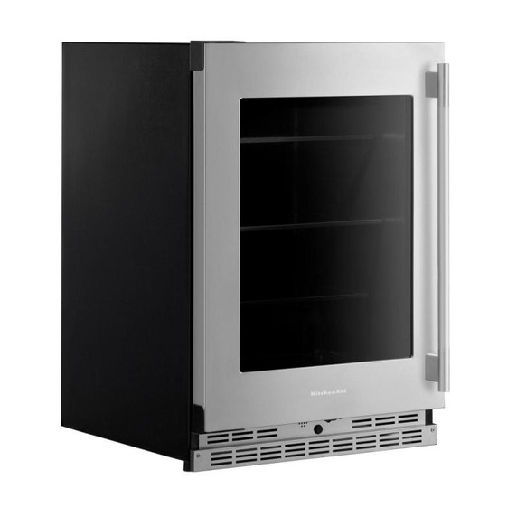 Kitchenaid® Réfrigérateur sous le comptoir avec porte en verre et tablettes à accents métalliques - 24 po KURL524SPS