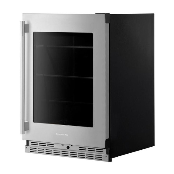 Kitchenaid® Réfrigérateur sous le comptoir avec porte en verre et tablettes à accents métalliques - 24 po KURR524SPS
